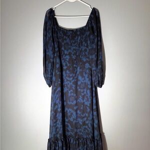 Elegant Blue Patterned Dress